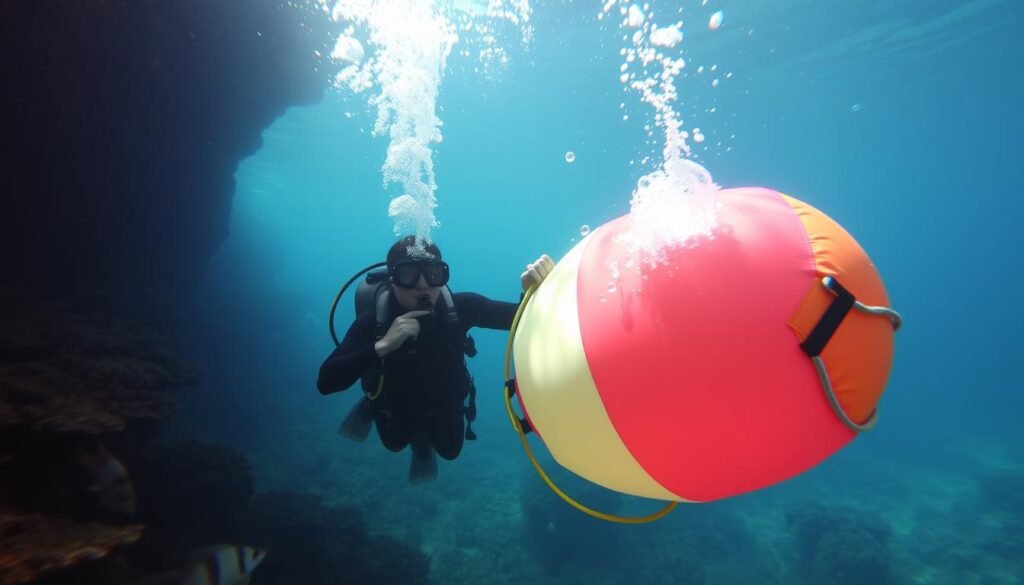 inflating SMB underwater