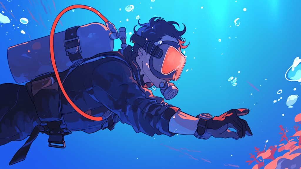  A diver equalizing their ears during a dive.